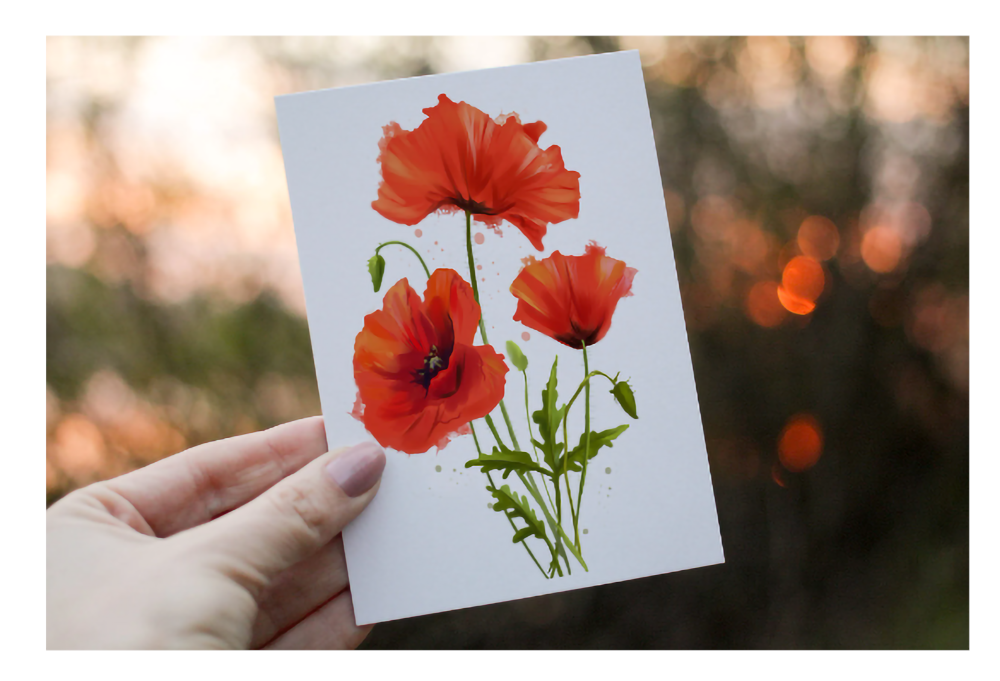 Poppy Flower Birthday Card, Card for Friend, Greeting Card - Click Image to Close